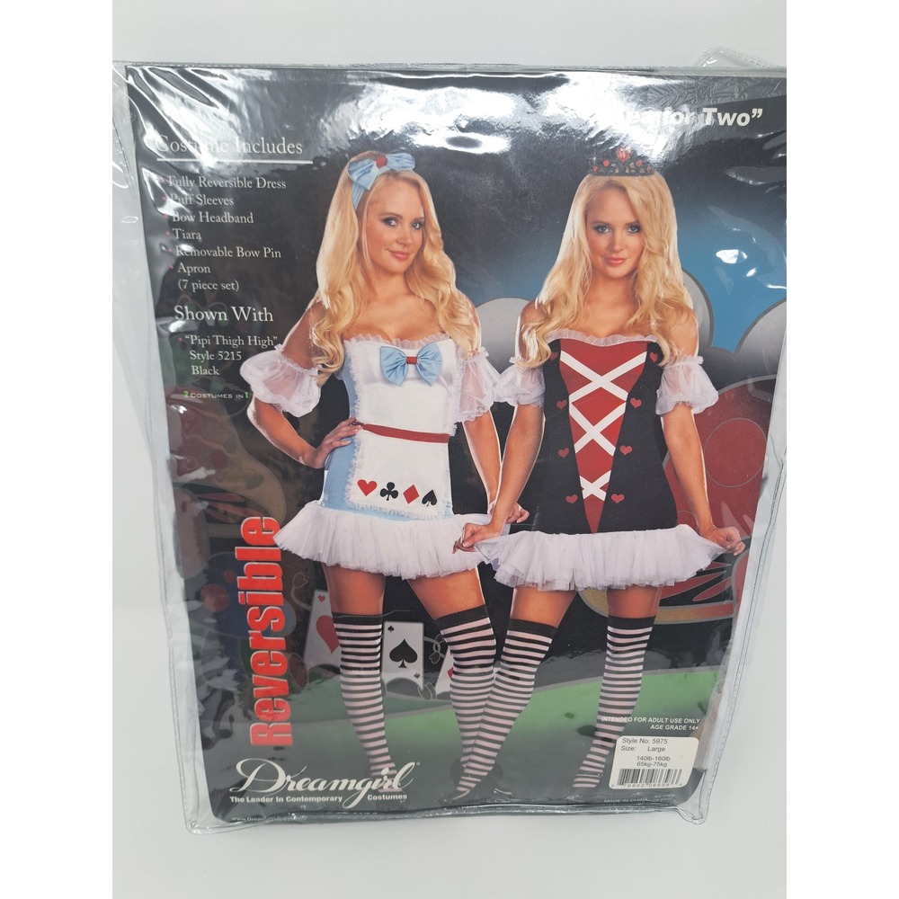 Dreamgirl Tea for Two Reversible Alice In Wonderland Queen of Hearts Costume L